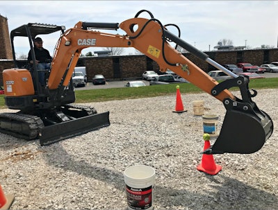A contestant puts his operating skills to the test in a rodeo competition at Luby’s Quincy branch during a recent celebration for a new addition.