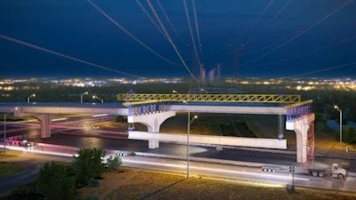 Design concept of the viaduct along 118th Avenue, which shows bridge beam erection.