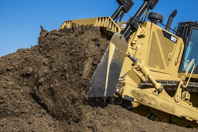 The blade is mounted closer to the body of the dozer for better balance.
