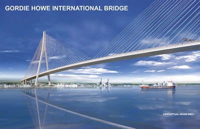 A conceptual drawing of the Gordie Howe International Bridge. Photo: Windsor-Detroit Bridge Authority
