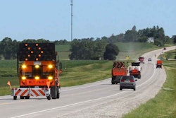 Iowa DOT attenuator work zone approach road work stock work zone stock