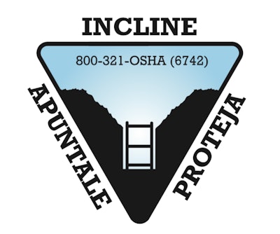 OSHA's 'Incline, Apuntale, Proteja' sticker