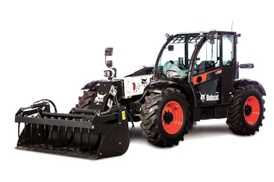 Bobcat V723 with bucket grapple