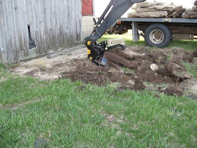 The Mini Exca-Beak attachment for small excavators by Daniel Mfg.