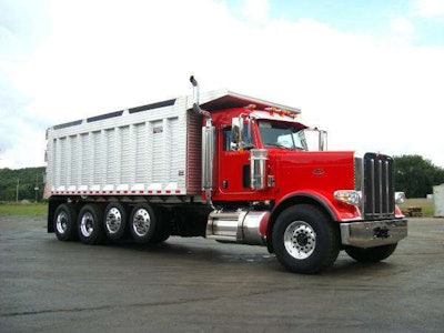 A Peterbilt glider kit from Hoover’s Truck & Equipment. Dump fleets are 5.5x more likely to buy a glider.