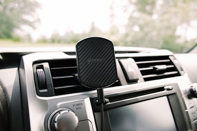 The MagMount Qi is available in suction cup, air vent clip and CD slot-mount varieties. Shown is the air vent clip model.