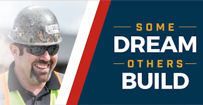 some dream others build logo hardhat construction worker