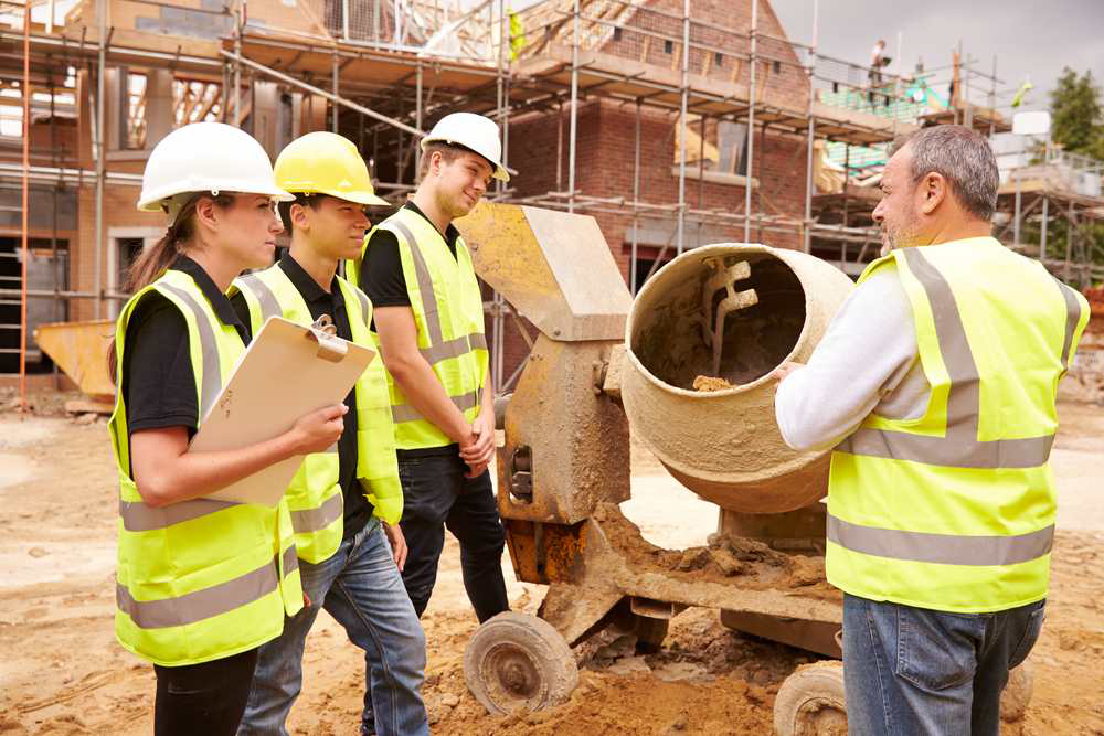 construction training apprenticeship teen students stock