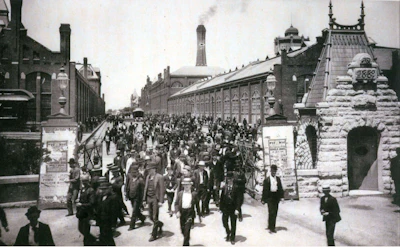 Employees leaving the Pullman Palace Car Works