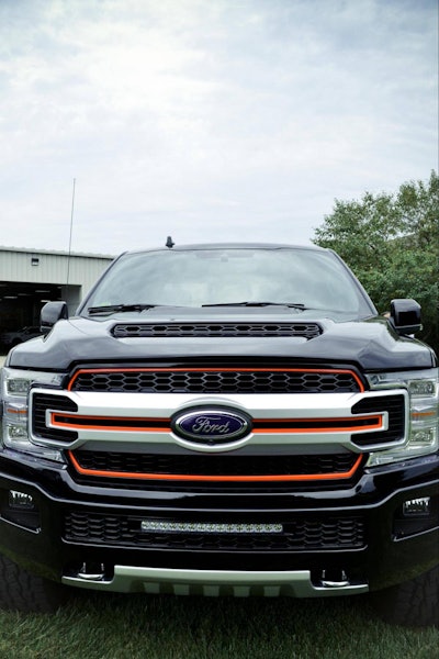 Front grill view of Ford F-150 custom Harley-Davidson