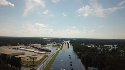 Flooding on Interstate 95 in North Carolina in 2018. The NCDOT has faced a series of funding issues due to natural disasters, a legal settlement, and most recently, a $500 million budget cut passed by the state legislature.