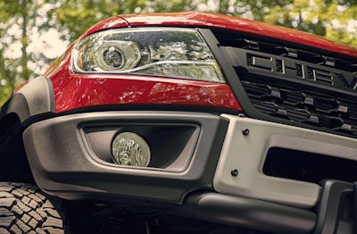 AEV-designed stamped steel front bumpers feature fog lights and winch provisions.
