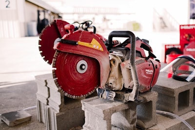 Hilti Saw on Cinder Block