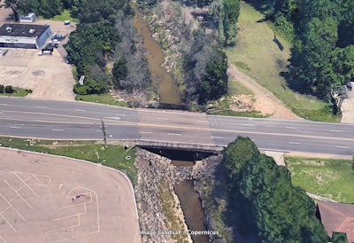 Google Earth screen shot of McDowell Road bridge prior to closing.