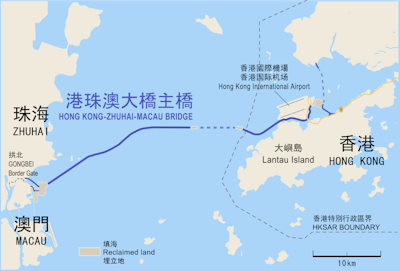 A map of the Hong Kong-Zhuhai-Macau Bridge. Credit: Kelly Kaneshiro, http://www.hzmb.hk, Wikipedia