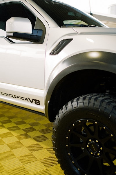 Ford Velociraptor V8 side mirror and tire