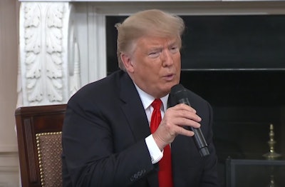 President Trump met Wednesday with representatives of trade groups, including Diane Benck of Associated Equipment Distributors, to discuss labor and the economy.