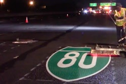 Caltrans Sacramento I-80 interstate shield striping application