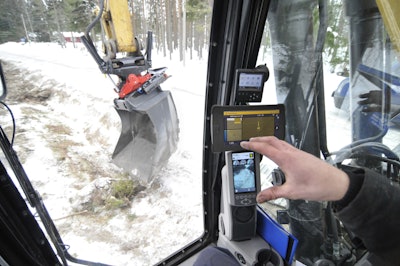 Rototilt tiltrotator machine control by Trimble