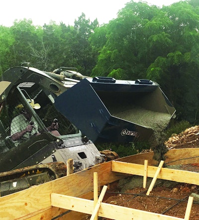 Virnig concrete bucket on equipment