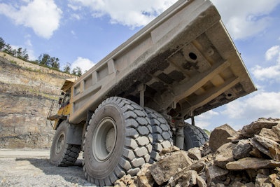 BKT tires on an articulated hauler.