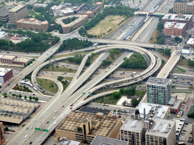 The Jane Byrne Interchange, known informally as the Spaghetti Bowl. Credit: Stratosphere, Wikimedia Commons