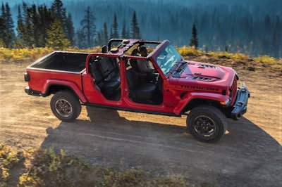 2020 Jeep Gladiator with doors and roof panels removed