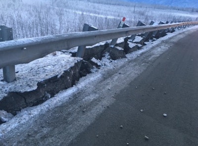 Earthquake Damage Along Side of Road