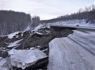 South-Central Alaska incurred extensive roadway damage in Friday’s 7.0 earthquake with aftershocks. Photos: Alaska DOT&PF.