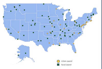 Map of America Showing Transportation Grants