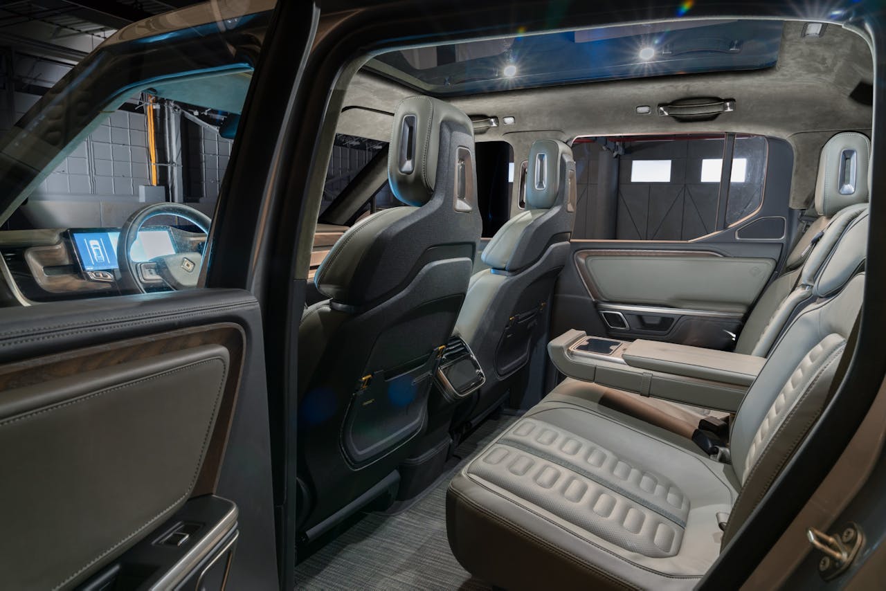Interior of the all-electric Rivian R1T ™ truck