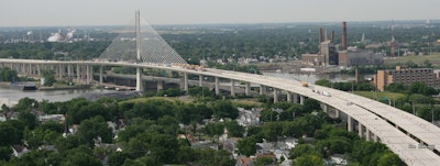 Ohio DOT’s Veterans Glass City Skyway, built in 2007 in Toledo, Ohio, used post-tensioning processes, says PTI. (Source: ODOT)