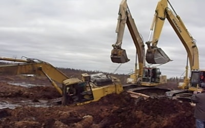 Excavator Stuck in Mud