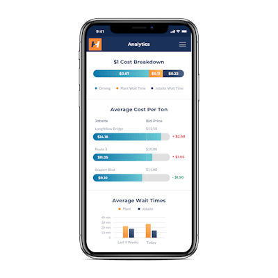 haulhub analytics screen mock