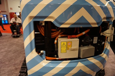 Open back service panel on the JCB 19C-1 E-Tec.