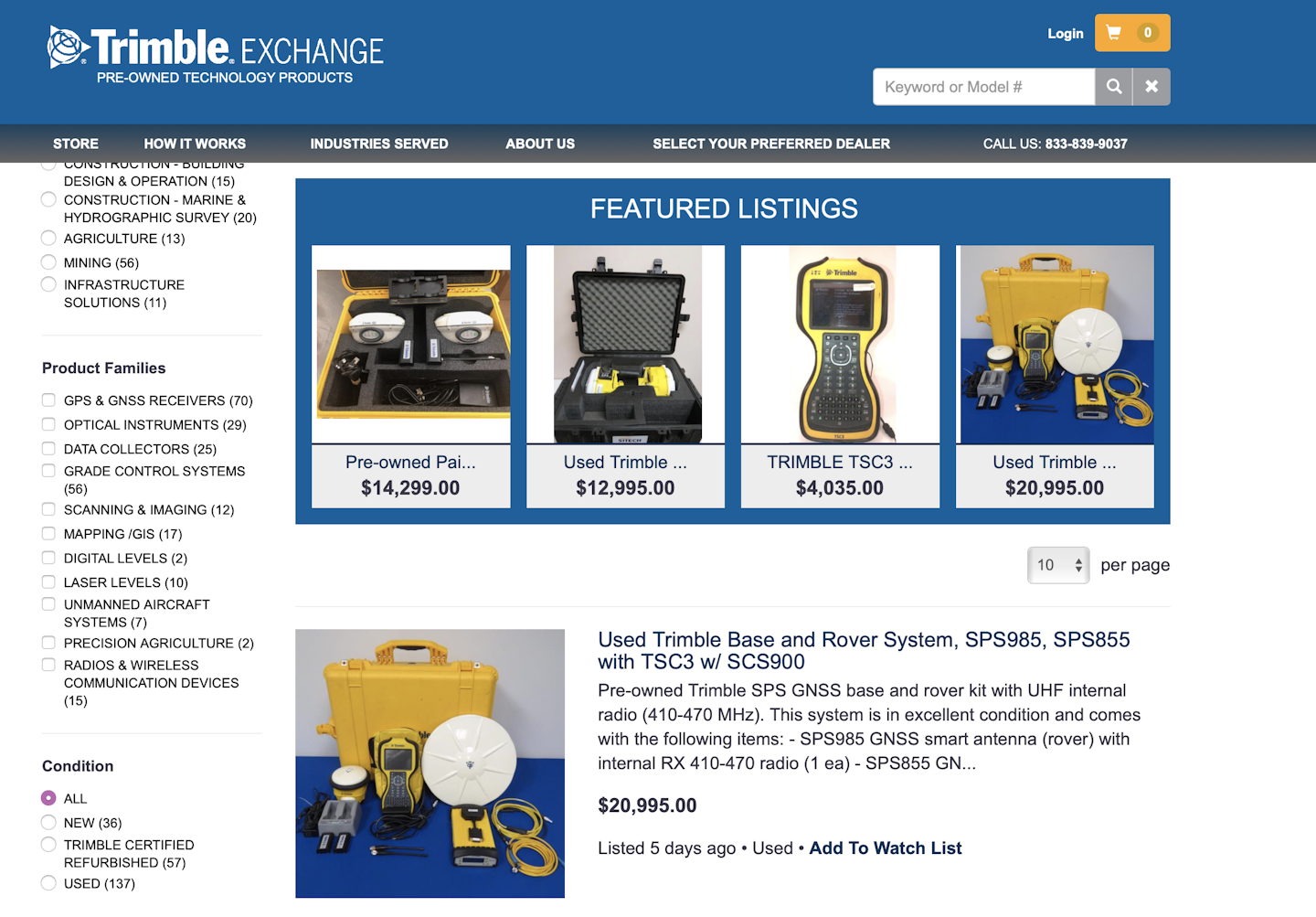 Trimble’s new site for used, refurbished equipment sales offers local
