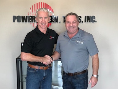 Sam McNabb, president and owner of Powerscreen Texas (left) and Sean Donaghy, EvoQuip territory sales manager.