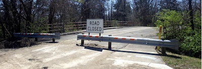 Road closed sign in front of the road