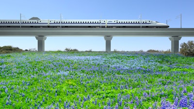By elevating major portions of the Texas high speed rail project, the designers avoid slowdowns and dangerous at-grade crossing points.