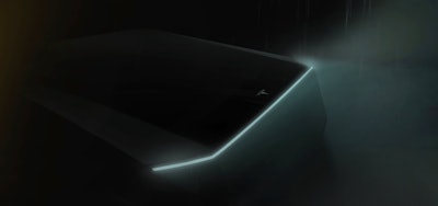 This image is the most recent image Tesla has shared, teasing the actual design of the coming pickup.
