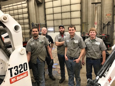 Techs at Berry Companies’ White Star Machinery division in Wichita, Kansas. “This group has a great culture and they help each other learn and grow,” says Steve Meadows.
