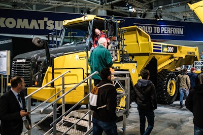 articulated dump truck, the komatsu hm300 at bauma 2019