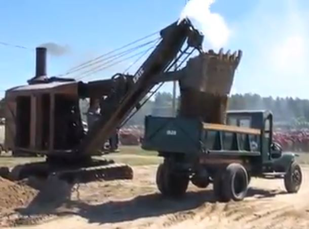 Erie steam shovel loading truck