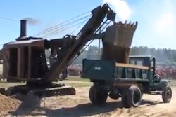 Erie steam shovel loading truck