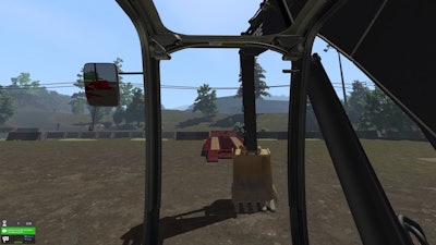 A view from the excavator simulator cabin.