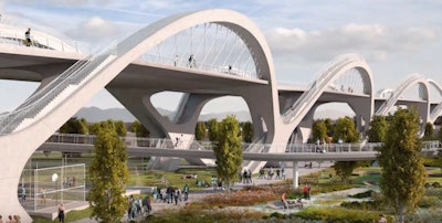 Artist rendition of new Sixth Street Viaduct. Screenshot from video.