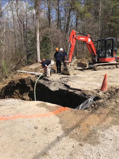 Rescue workers respond to a trench collapse in Spencer, Tennessee, that killed a city utility worker. Photo credit: Putnam County Rescue Squad