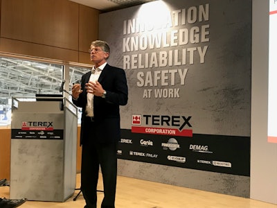 Garrison during Bauma press conference.