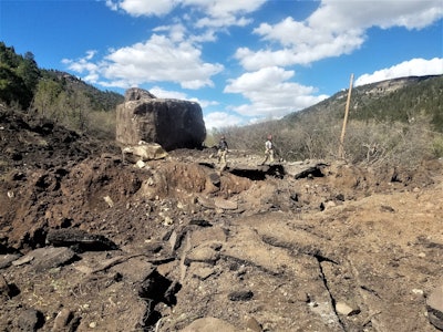 A rock slide May 24 left this massive boulder on a Colorado highway.