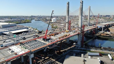 Aerial view of construction on the new Kosciuszko Bridge as seen on Monday May 6, 2019. Photo: Kevin P. Coughlin/Office of Governor.